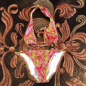 J Crew Paisley Halter Bamboo Bikini Top & Bottom M
